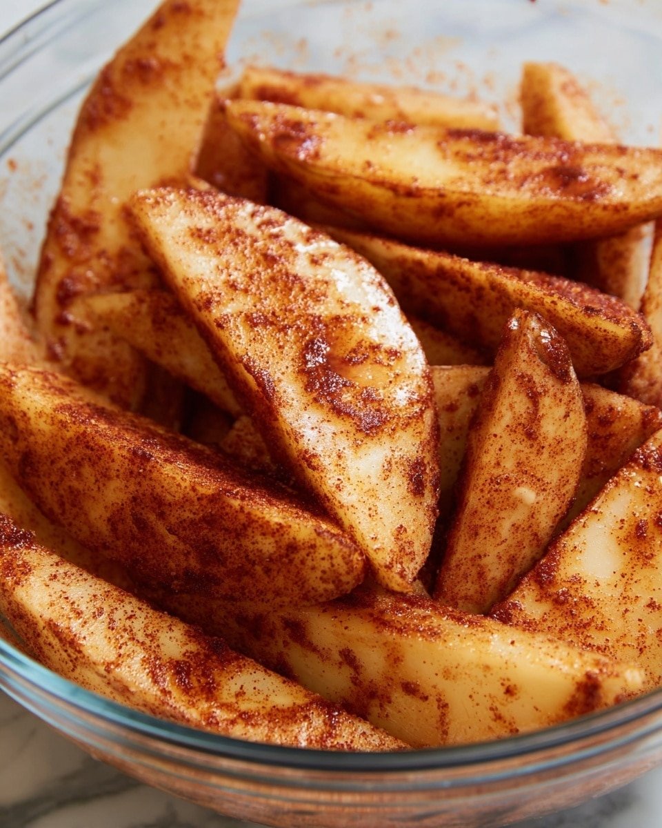 Buffalo Seasoned Potato Wedges Recipe - Recipe Image – Buffalo seasoned potato wedges, spicy baked potato wedges, easy buffalo potato wedges, crispy buffalo wedges, game day potato snacks